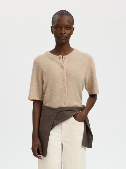 Slflulu 2/4 Knit Cardigan Noos Beige