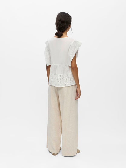 Objjovanna S/l Lo V-Neck Top 145 Hvit