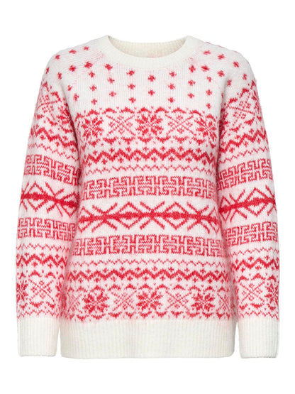 Onlxmas Nordic Ls O-Neck Knt Hvit