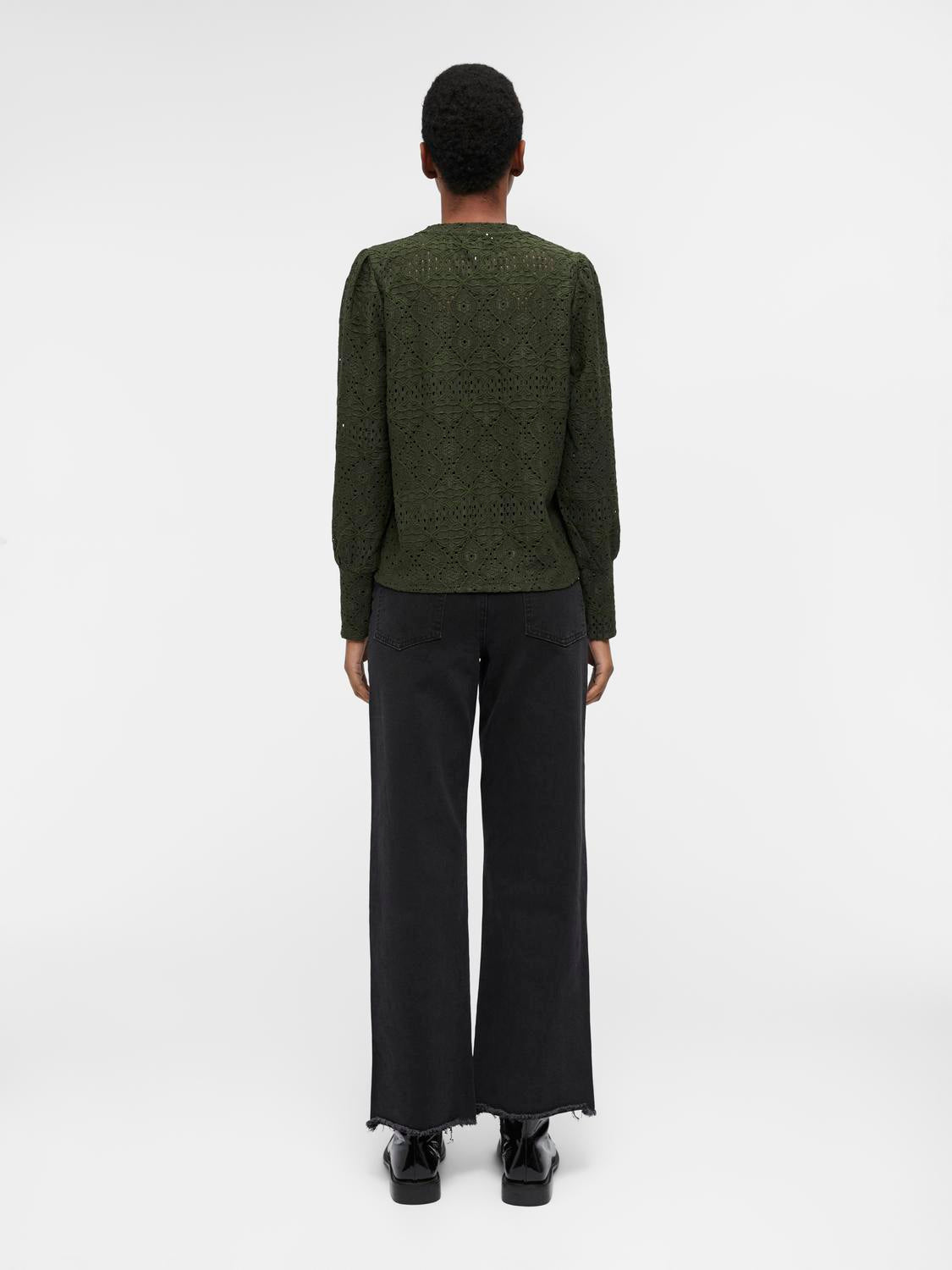 Objfeodora L/s Top Noos Mørkegrønn