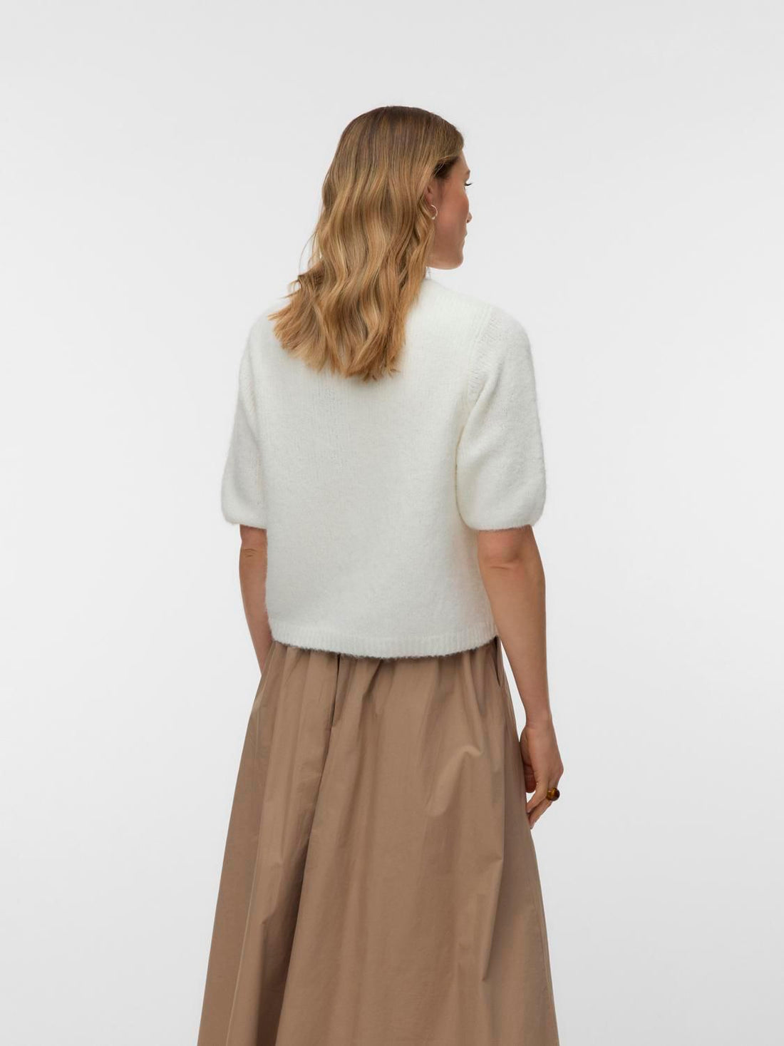 Vmkara 2/4 O-Neck Button Cardigan Exp Hvit