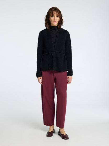 Slfsia Ras Ls Knit Belt Cardigan Sort