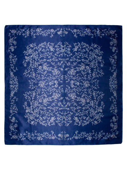 Skjerf m/grener 70x70 Blå