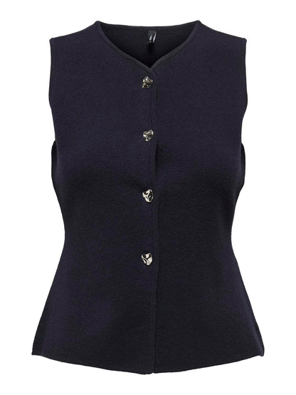 Onlibi Button Sl Vest Cc Knt Blå