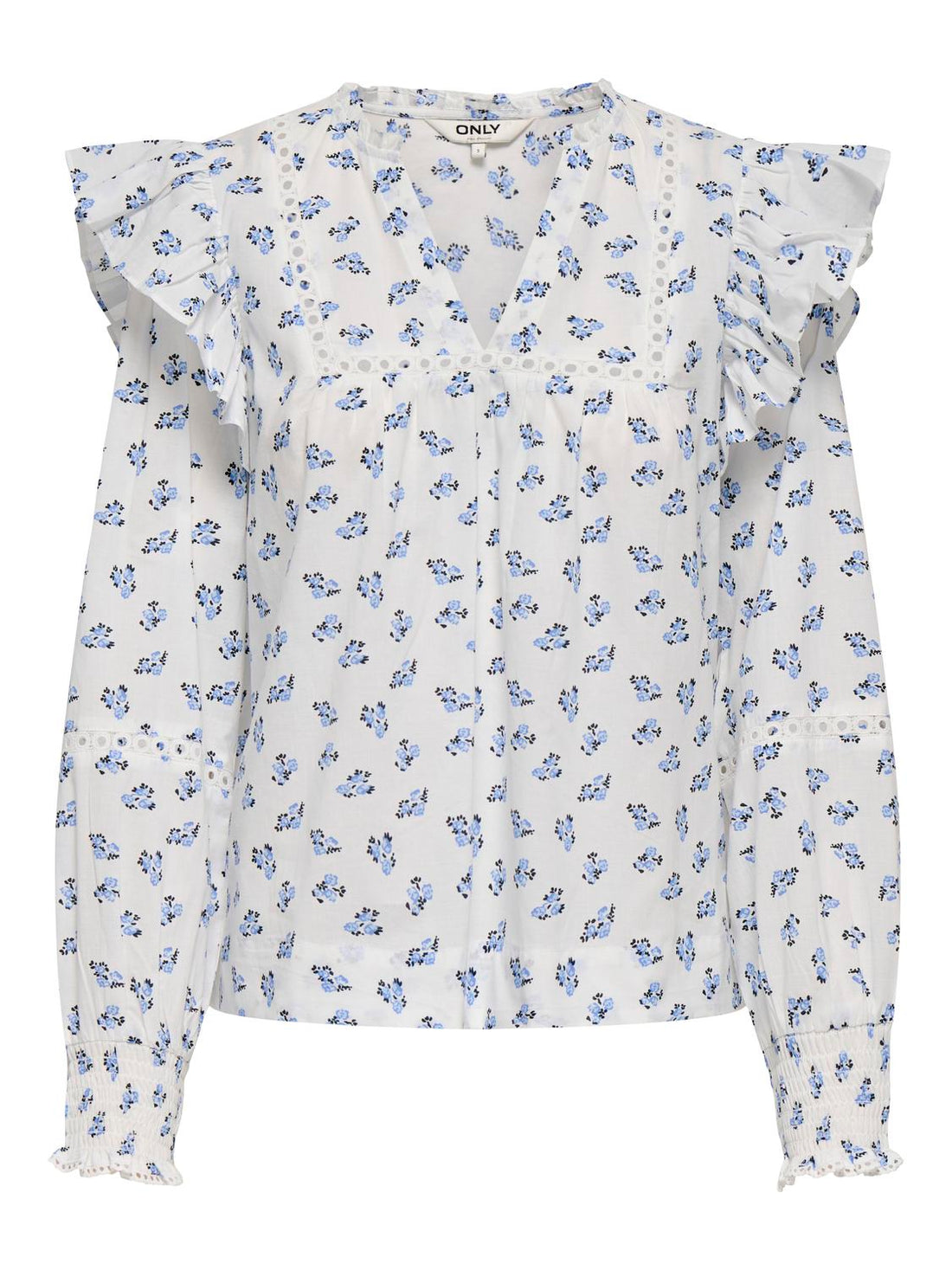 Onlidris Ls Frill Tape Top Noos Wvn Blå