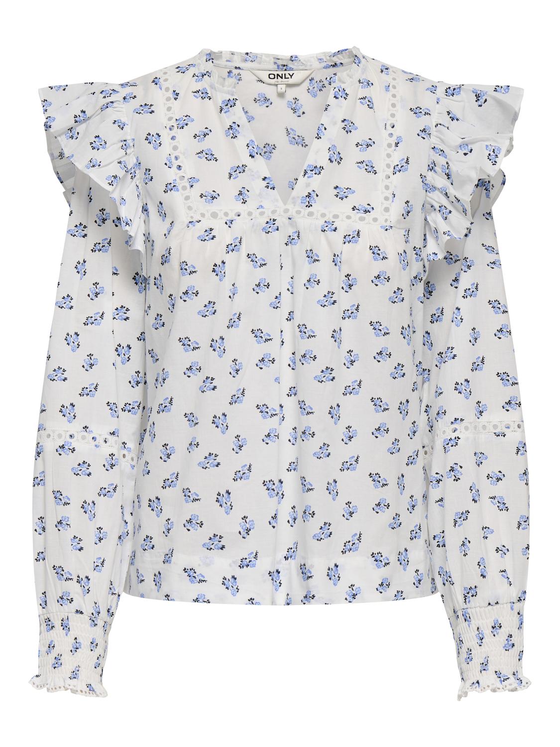 Onlidris Ls Frill Tape Top Noos Wvn Blå