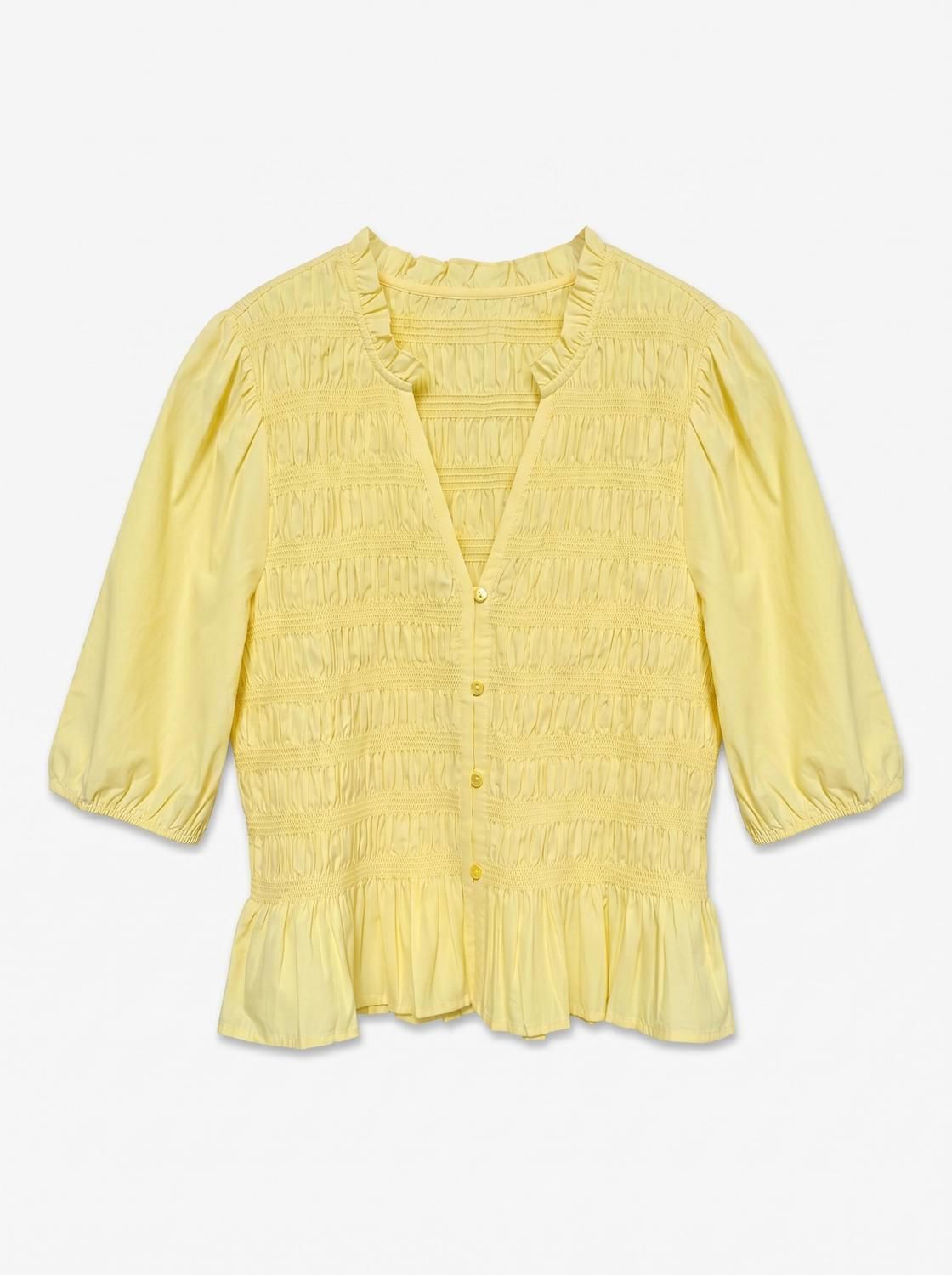 Vmemery 2/4 V-Neck Smock Top Wvn Ret Gul