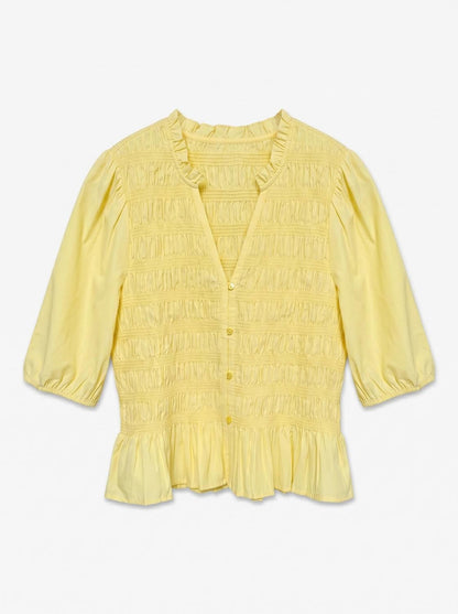 Vmemery 2/4 V-Neck Smock Top Wvn Ret Gul