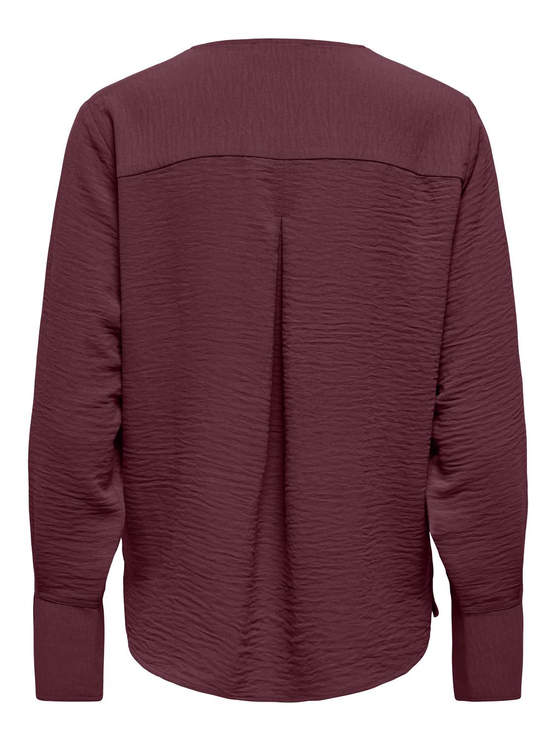 Jdylion L/s V-Neck Top Wvn Burgunder