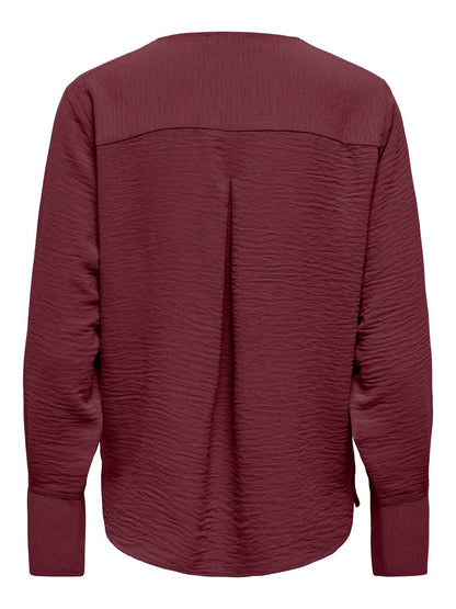 Jdylion L/s V-Neck Top Wvn Burgunder