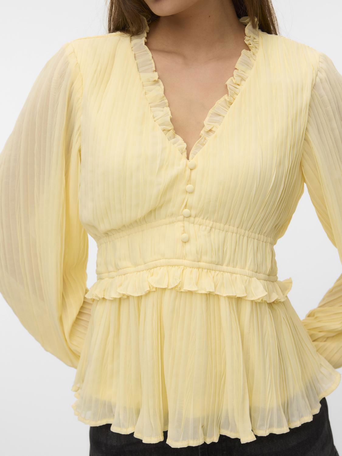 Vmdora Ls Detail Plisse Top Wvn Exp Gul