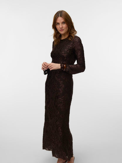 Awdakota Ls O-Neck Ankle Dress Brun