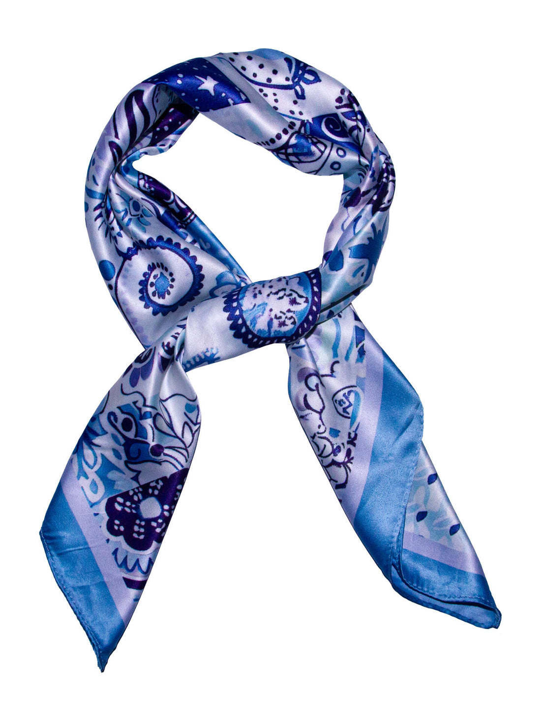 Skjerf m/små ruter 70x70 Blå