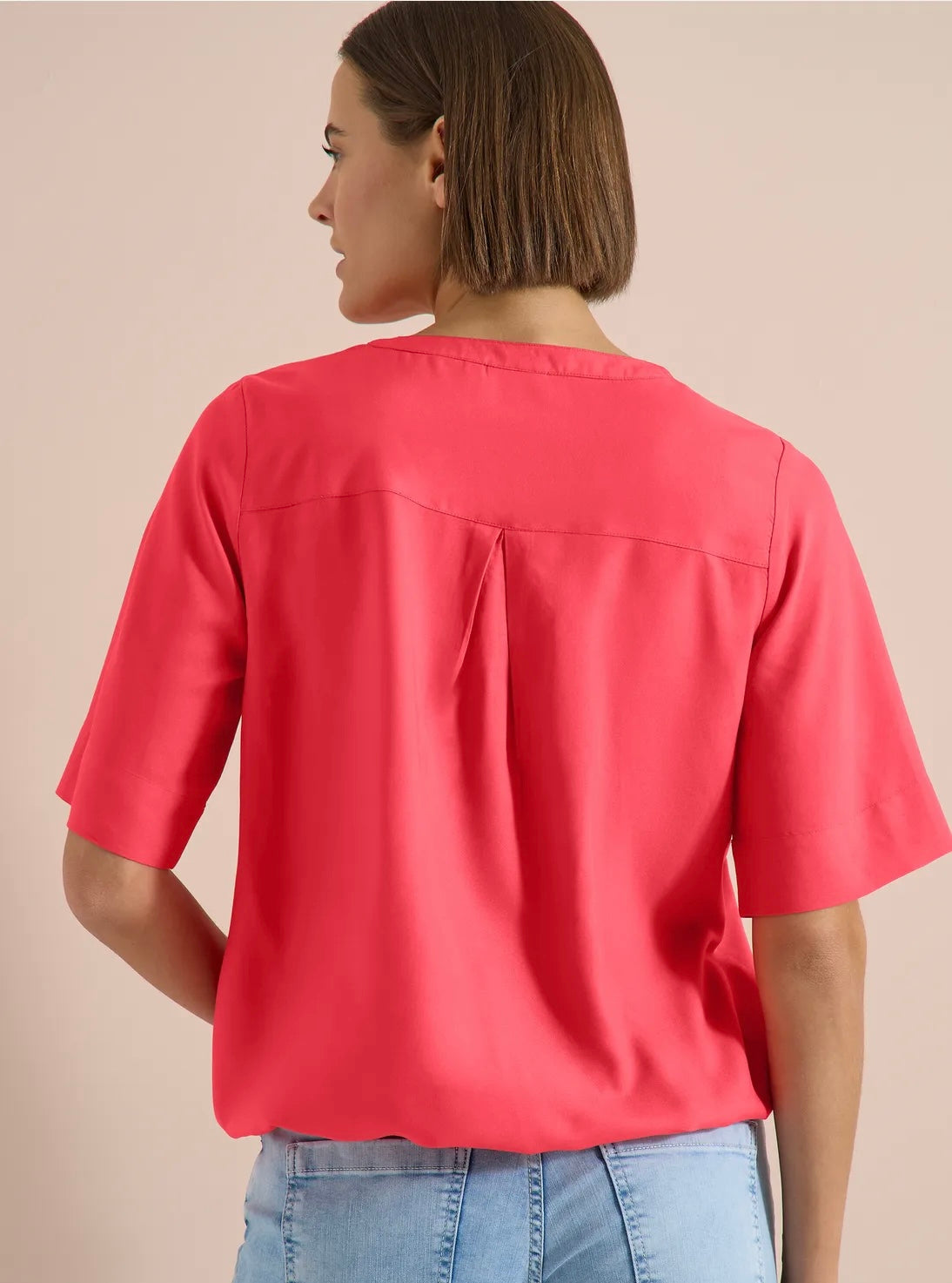 Solid splitneck blouse Coral