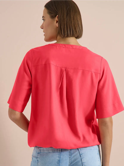 Solid splitneck blouse Coral