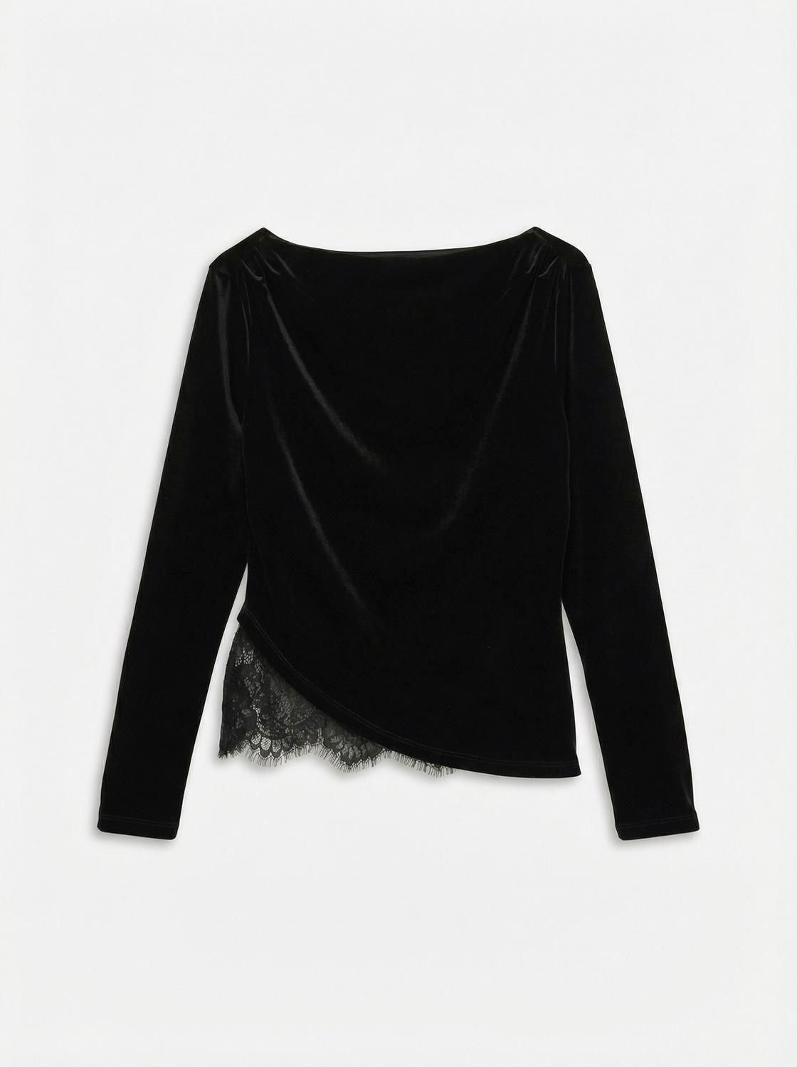 Vmrikke Ls Boatneck Lace Mix Top Jrs Sort