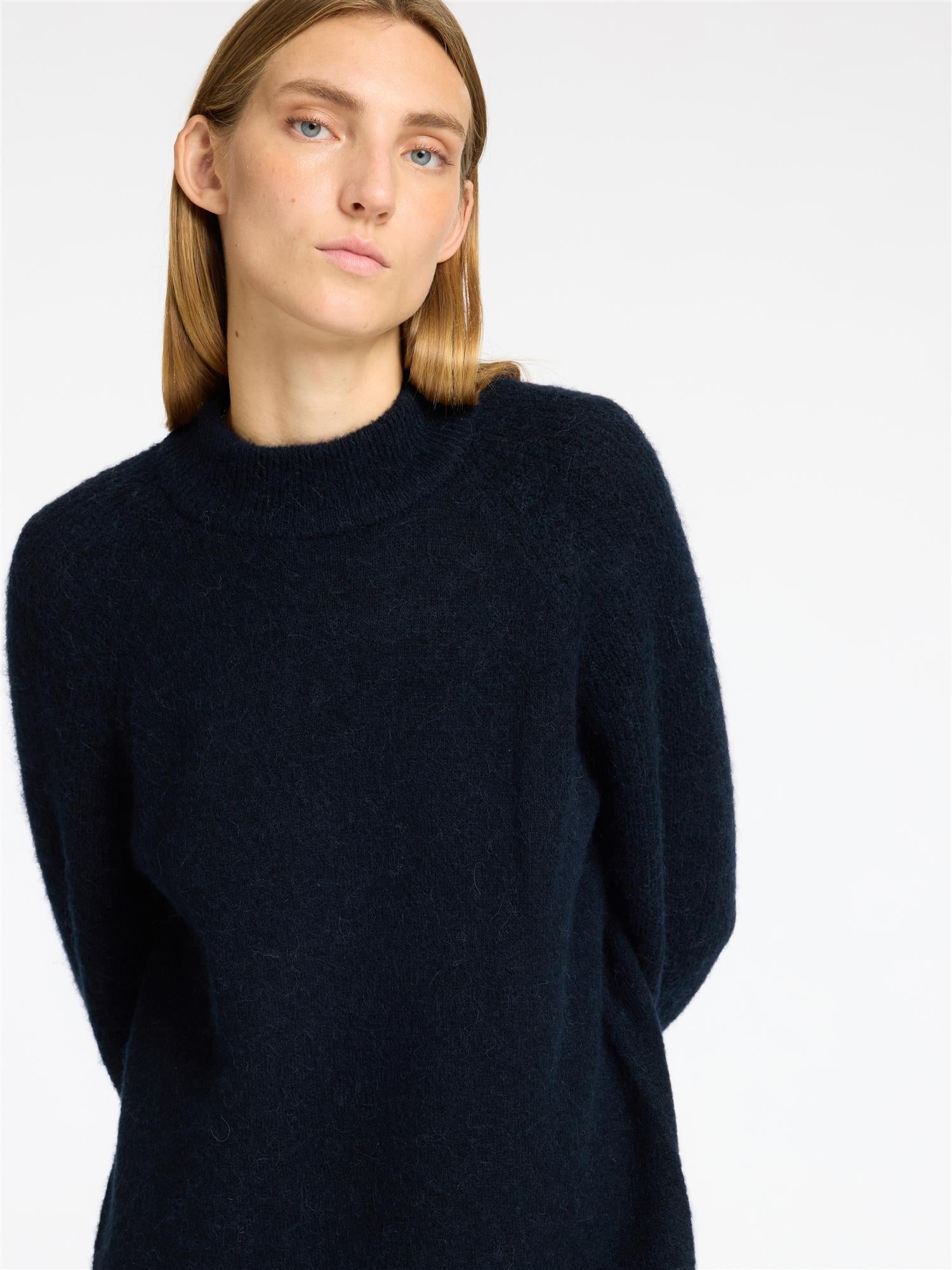 SLFLULU LS HIGH NECK KNIT DRESS Dark Sapphire