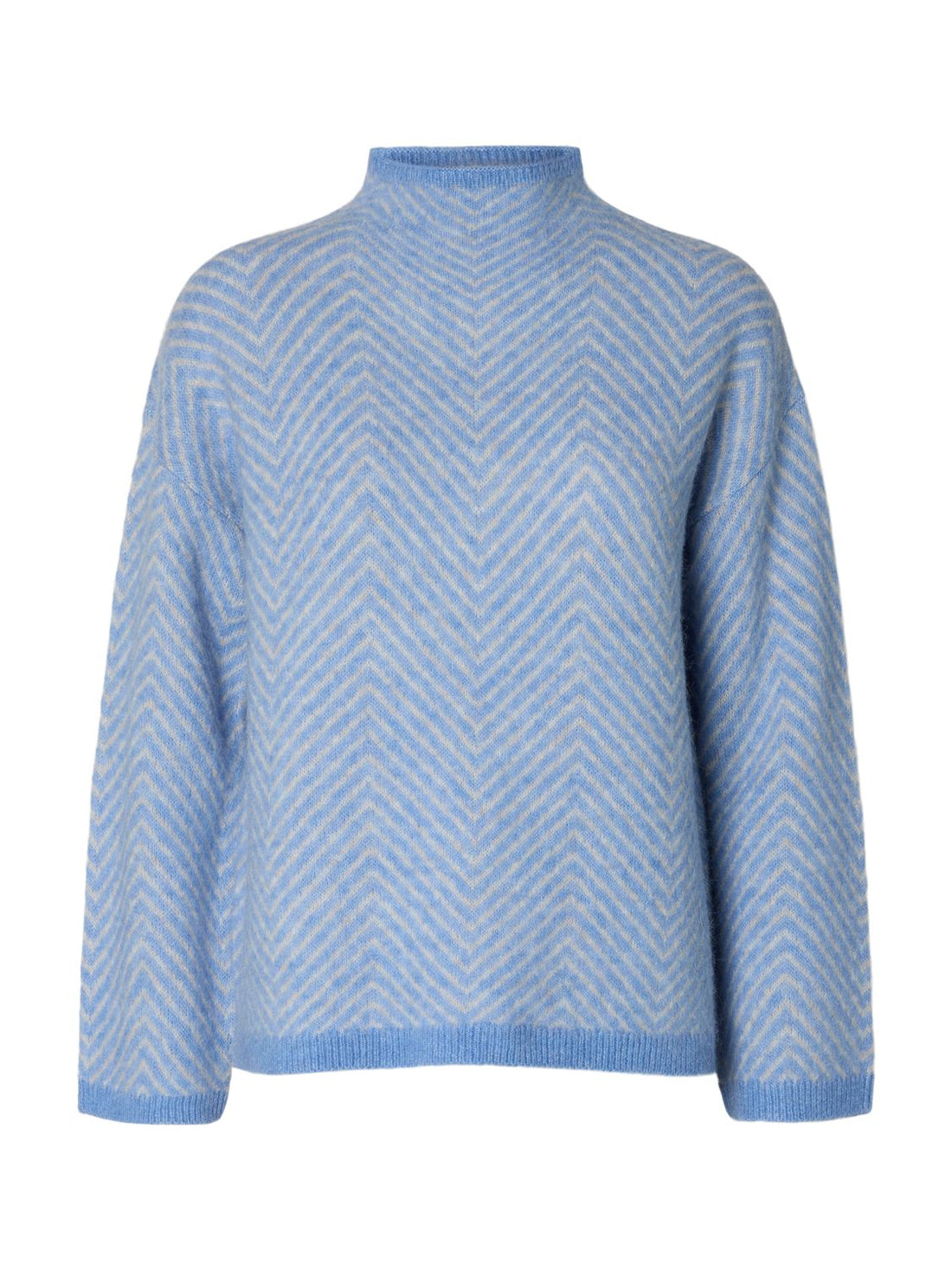 Slwlulu Ls Herringbone Knit High Neck Blå