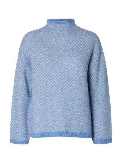 Slwlulu Ls Herringbone Knit High Neck Blå