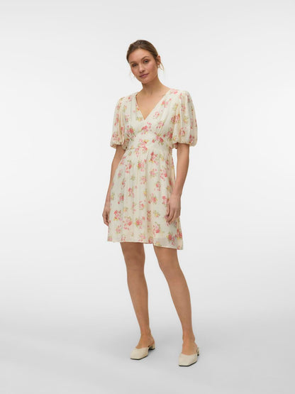 Vmbella 2/4 V-Neck Short Dress Wvn Grå