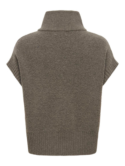 Jdylea S/l Hn 2way Zip Vest Knt Noos Grå