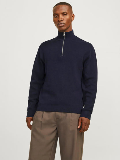 Jprmilano Stitch Knit Half Zip Sn Blå