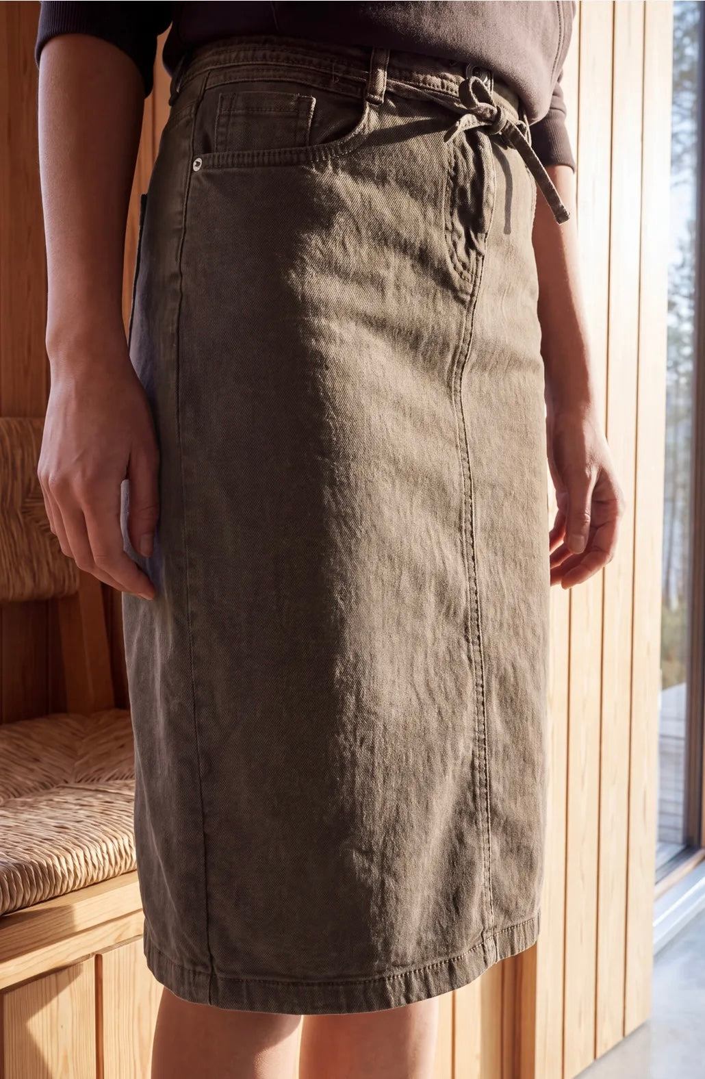 Denim skirt midi Brun