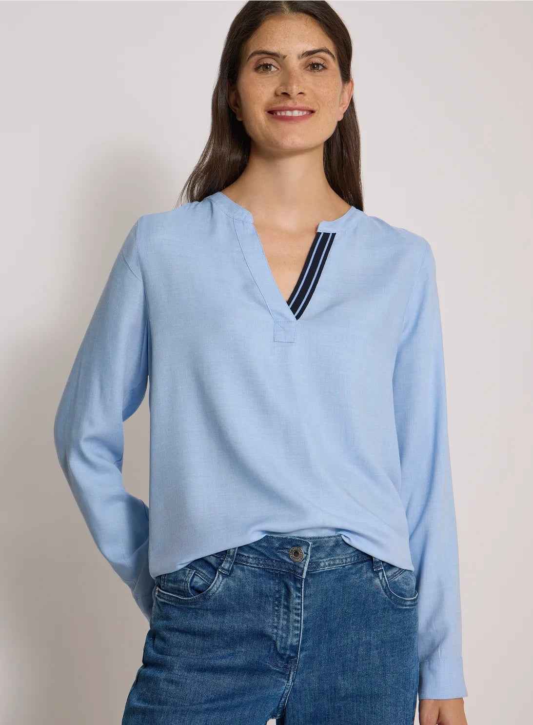 Melange Split Nick blouse Blå