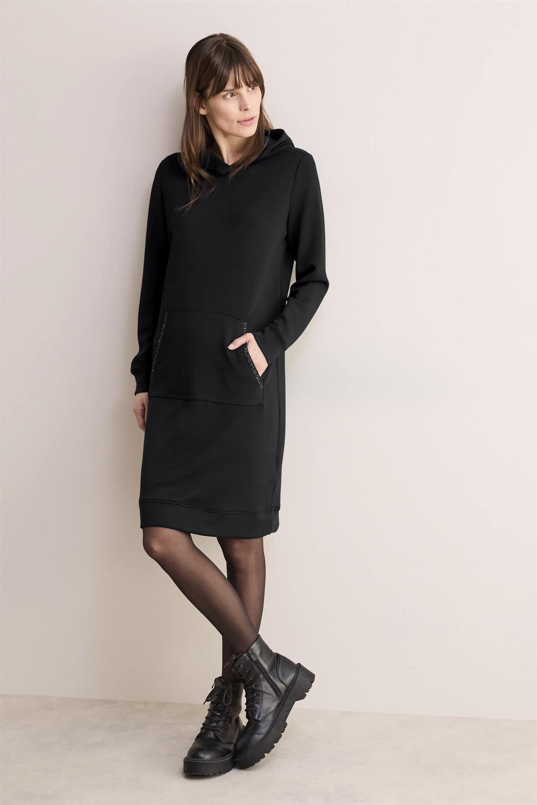 SOFT MODAL HOODIE DRESS Svart