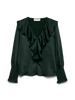 Awbea Ls V-Neck Frill Blouse Mørketurkis