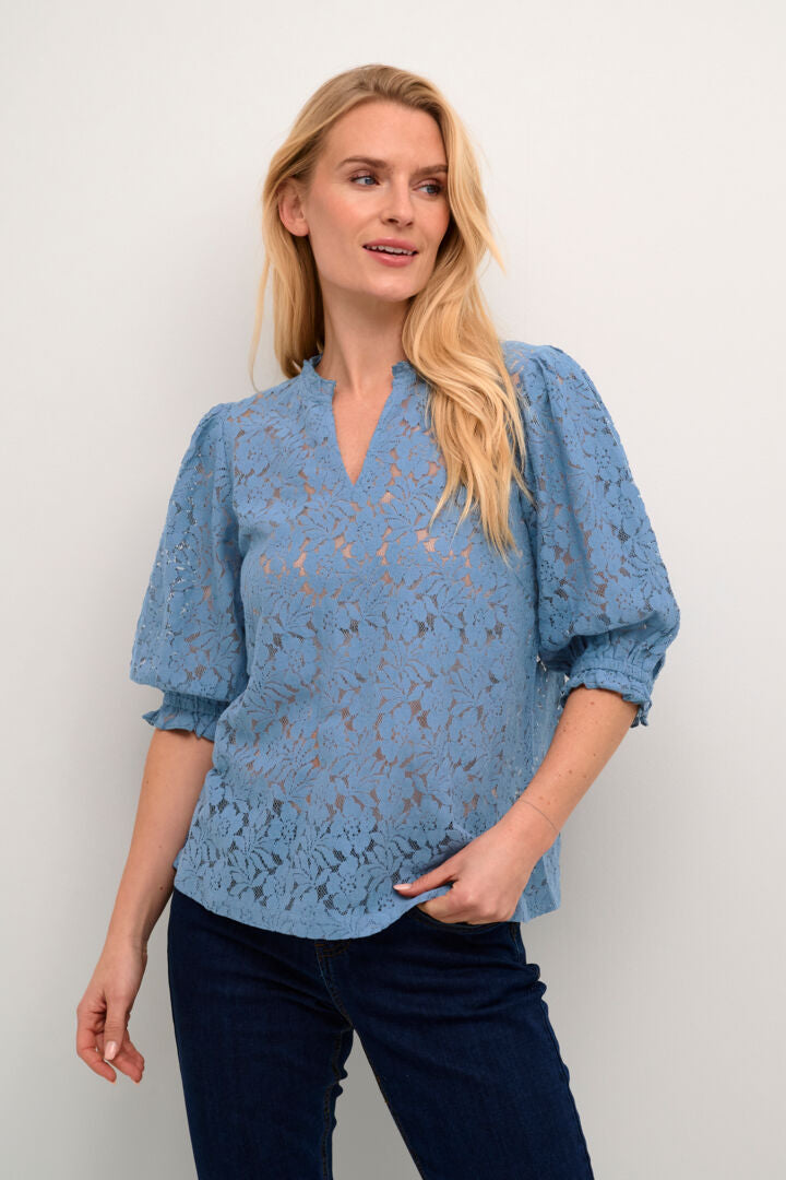 CRKASPIS LACE BLOUSE Blå