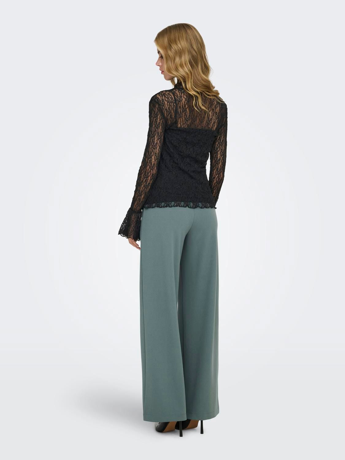 Jdylala L/s High Neck Lace Top Jrs Sort