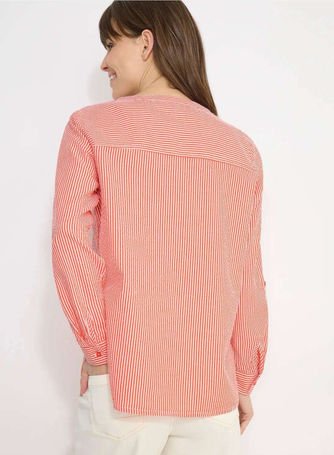 Seersucker stripe blouse Oransje