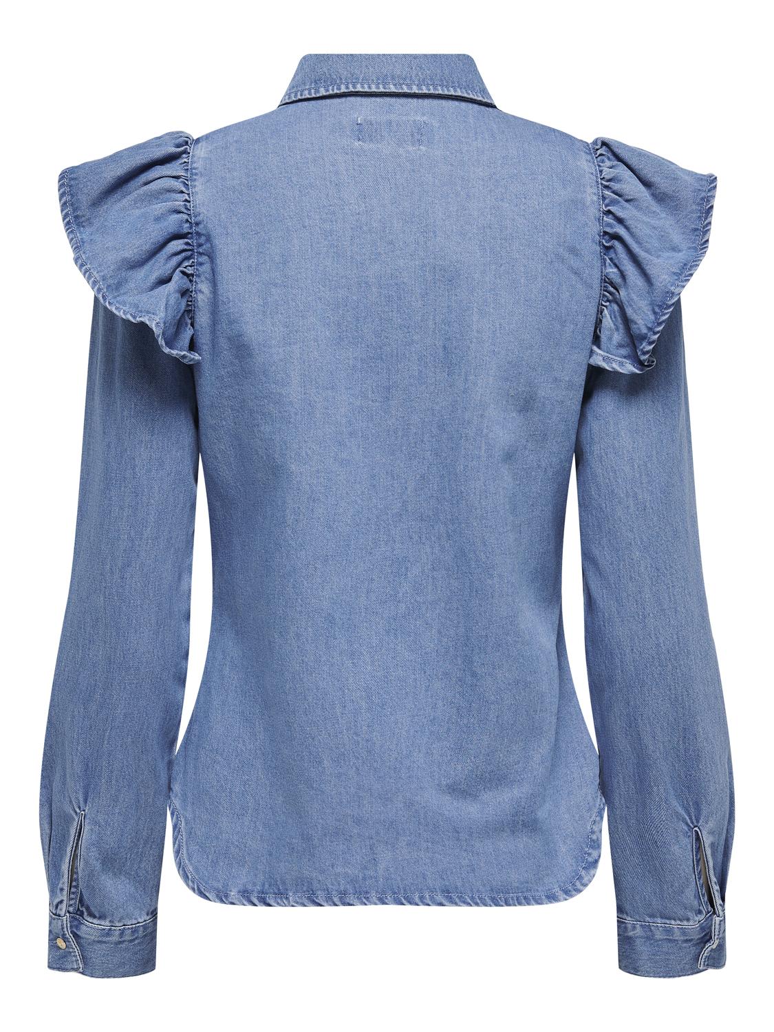 Onlindigo Ls Frill Dnm Shirt Qyt Noos Blå