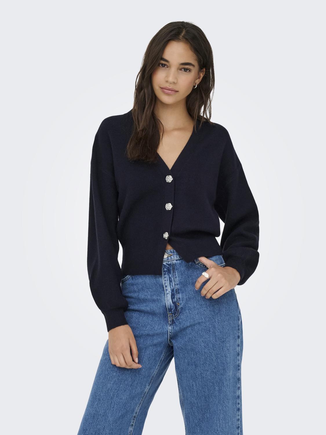 Onlibi Ls Fullneddle Cardigan Cc Knt Blå