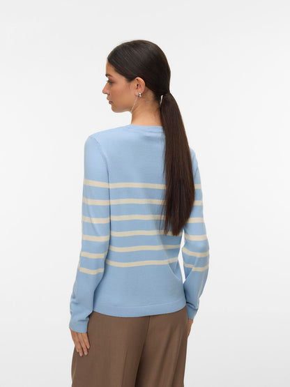 Vmsaba Plain Ls O-Neck Pullover Ga Noos Blå