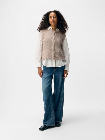 Objsaggia Re Knit Vest Cardigan Noos Beige