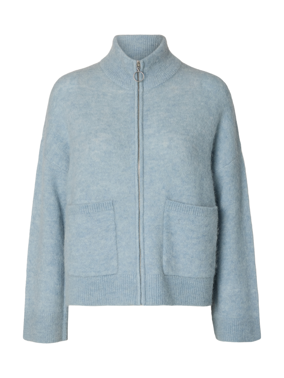 Slwsia Ras Ls Knit Zipper Cardigan Noos Blå