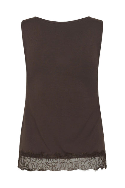 Cralvaia Jersey Lace Top Brun