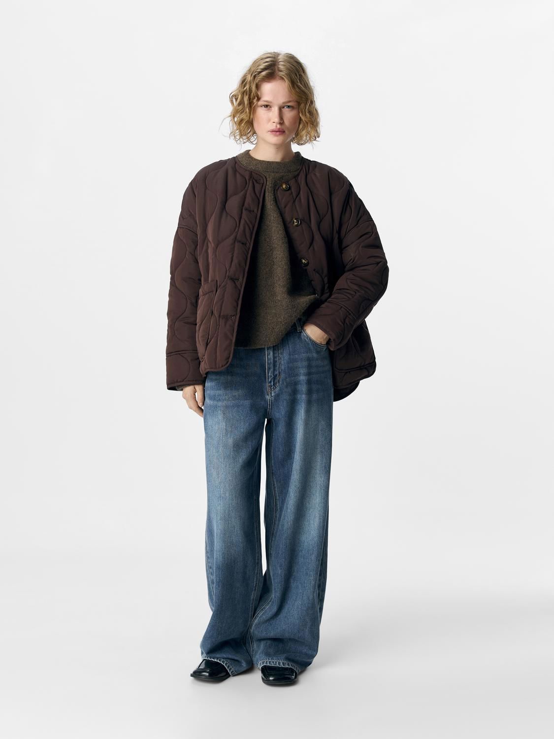 Objallie Ls Lo Quilted Jacket Noos Brun