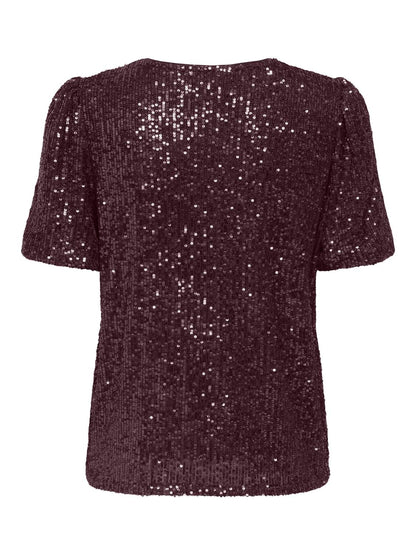 Onlana S/s Loose Sequins Top Jrs Rød