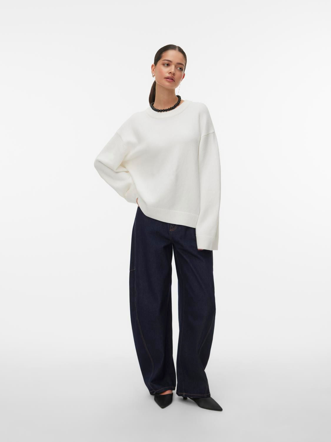 Awlaura Ls Crew Neck Knit Pullover Hvit