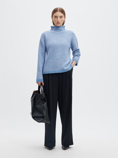 Slwlulu Ls Herringbone Knit High Neck Blå
