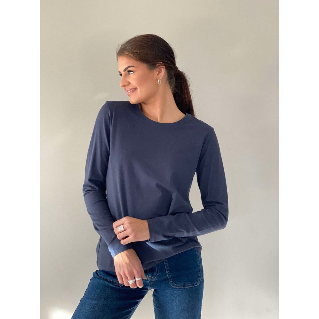 Longsleeve rund hals Marine