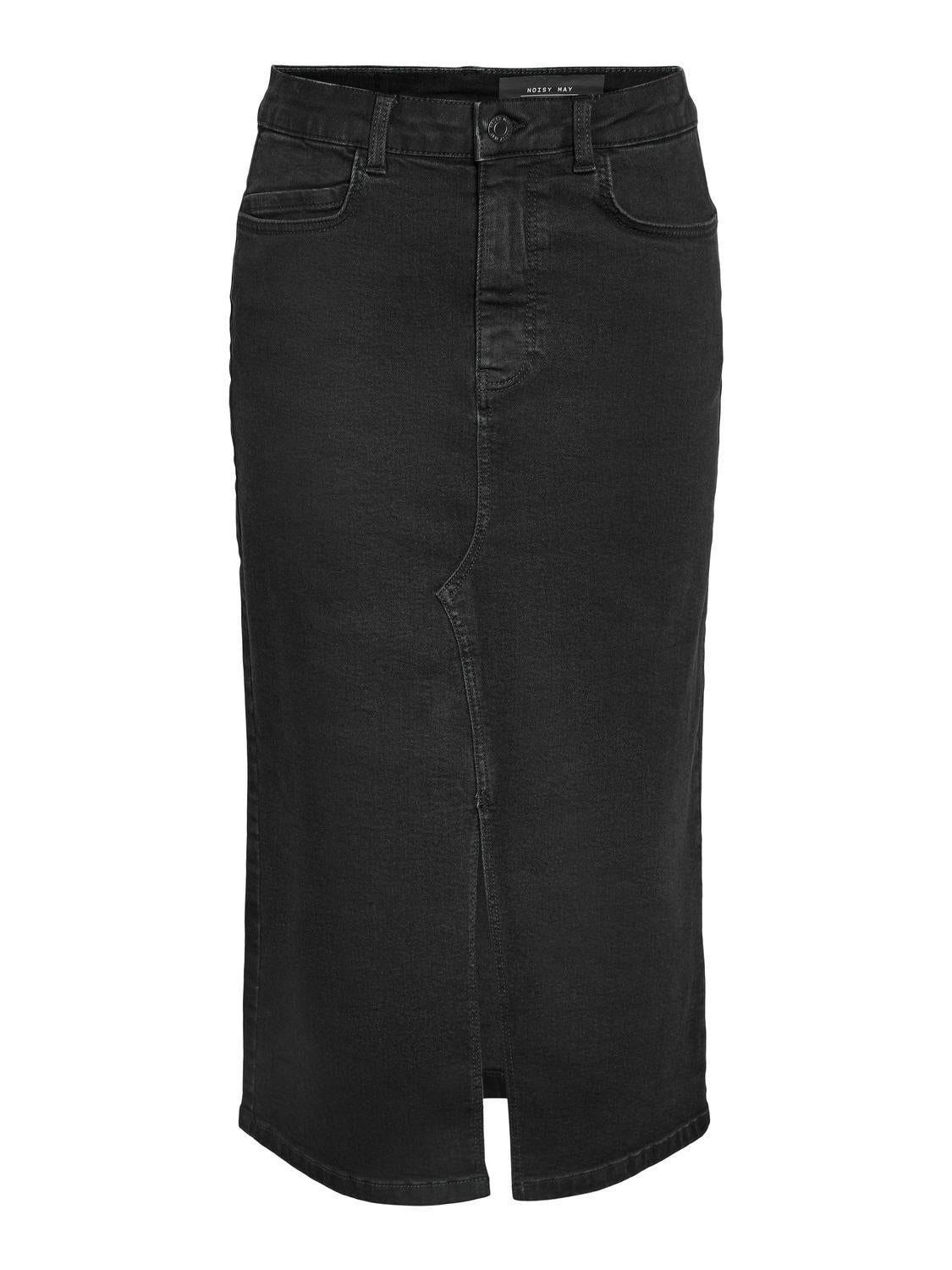 NMKATH NW SLIT MIDI SKIRT Svart