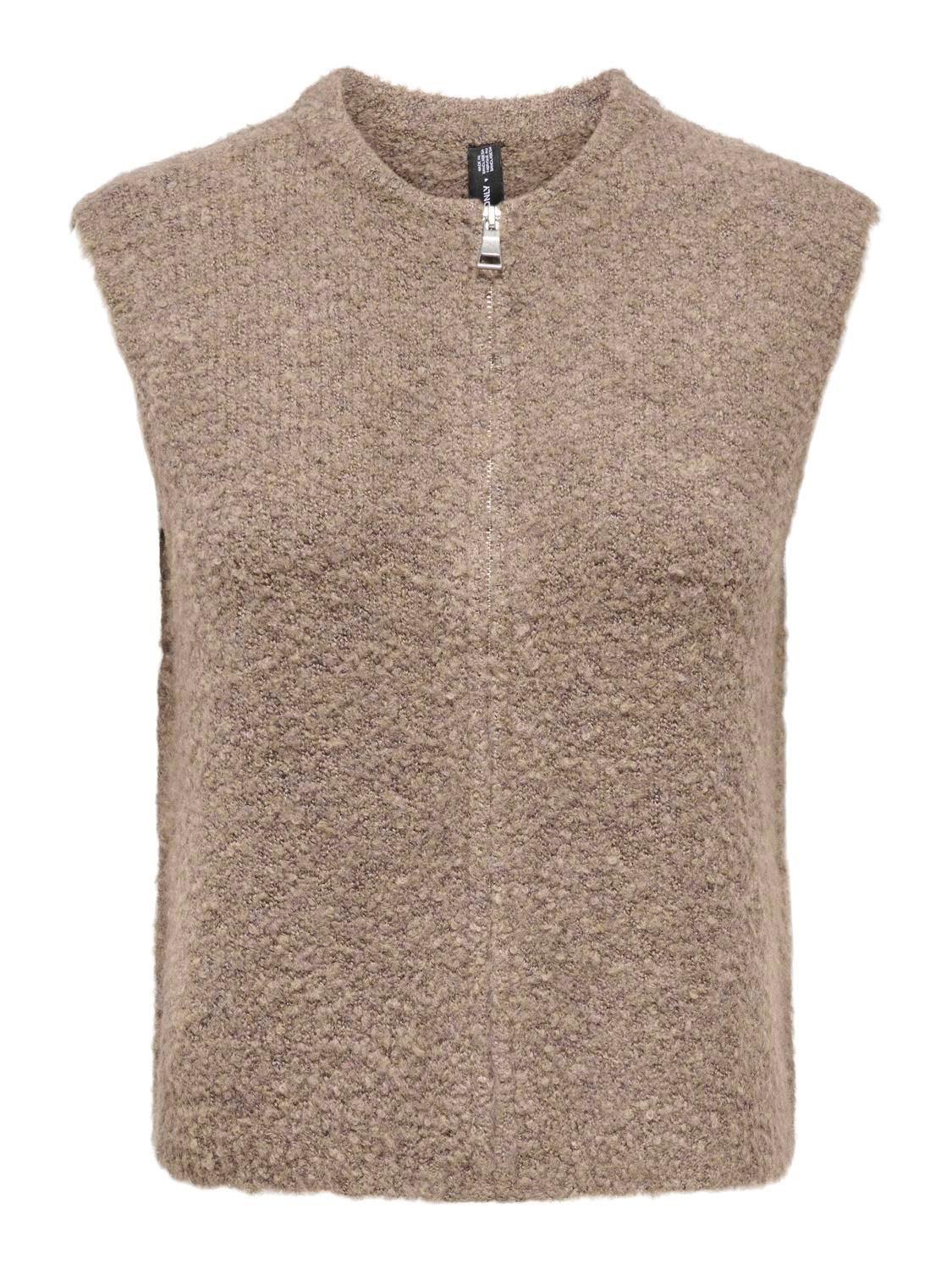 Onlbouble Sl O-Neck Zip Vest Knt Brun
