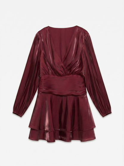Vmpolly Ls Short Dress Wvn Exp Burgunder