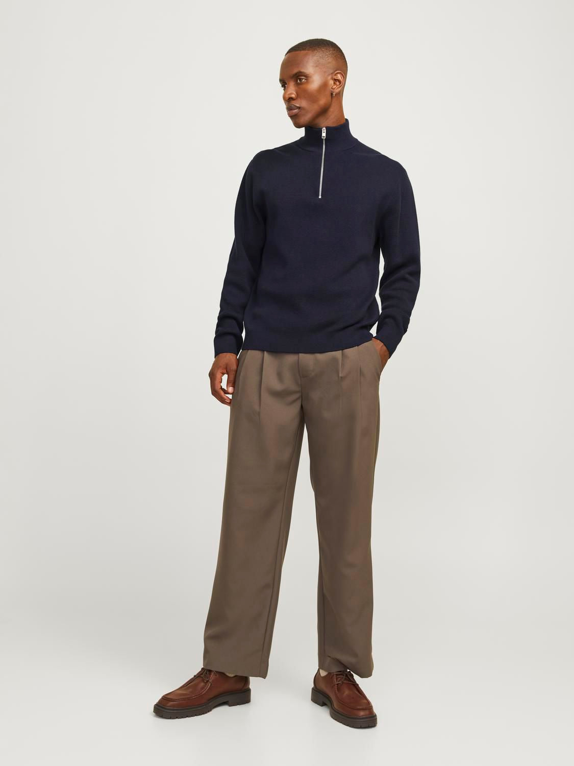Jprmilano Stitch Knit Half Zip Sn Blå