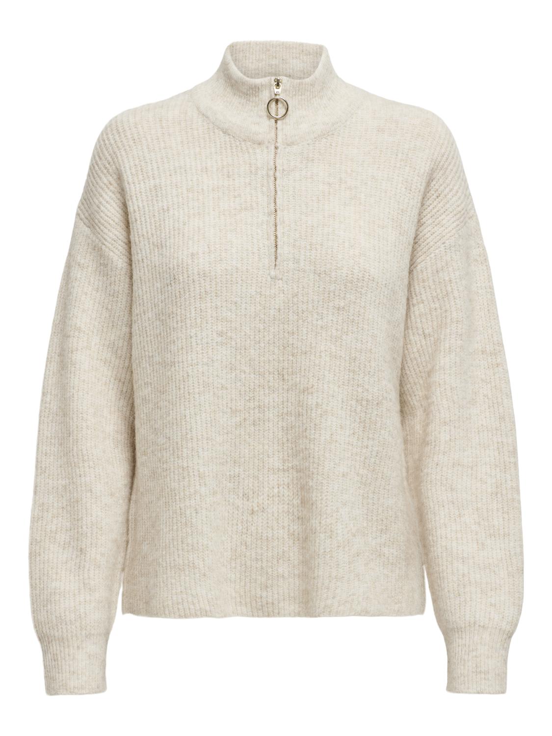 Onltokyo Solid L/s Zip Pullover Knt Noos Lysegrå