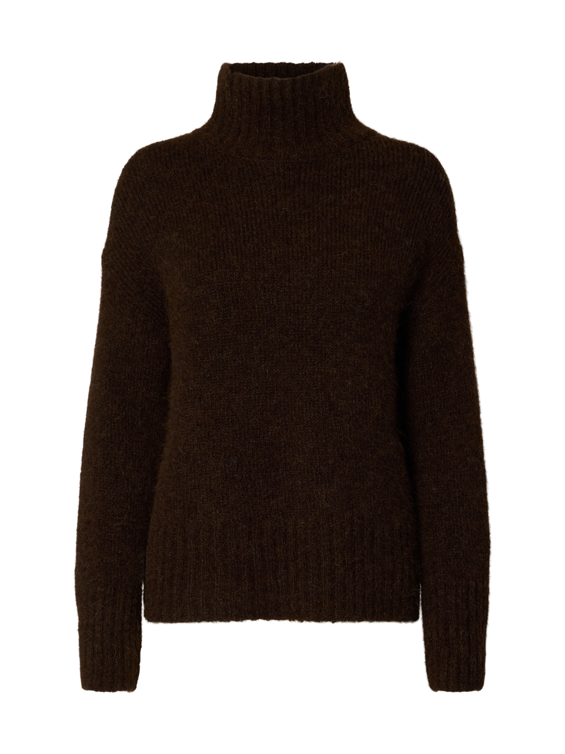 Slfgabriella Ls Knit High Neck Noos Mørkebrun